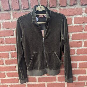 NWT Y2K Juicy Couture Green Velour Tracksuit Jacket Full Zipper Autumn Large